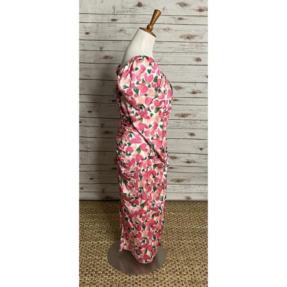 MOTF pink/multicolored heart floral sweetheart neckline maxi dress Size Large - Picture 5 of 9